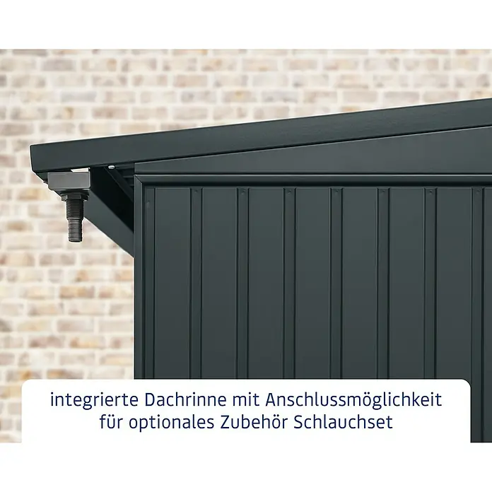 EcoStar Kaminholzregal Trend-V Typ 1 - Metall, Anthrazitgrau - Integrierte Dachrinne mit Anschluss für Schlauchset. Optimal für die Gartenbewässerung und Regenwassernutzung.