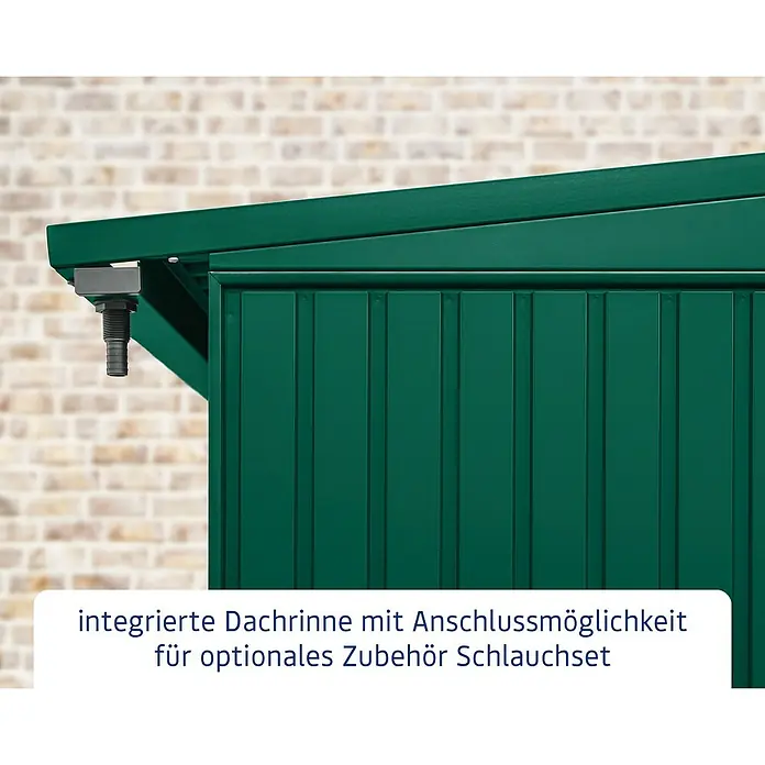 EcoStar Kaminholzregal Trend-V Typ 1 - Metall, Moosgrün - Integrierte Dachrinne mit Anschlussmöglichkeit für Schlauchset.