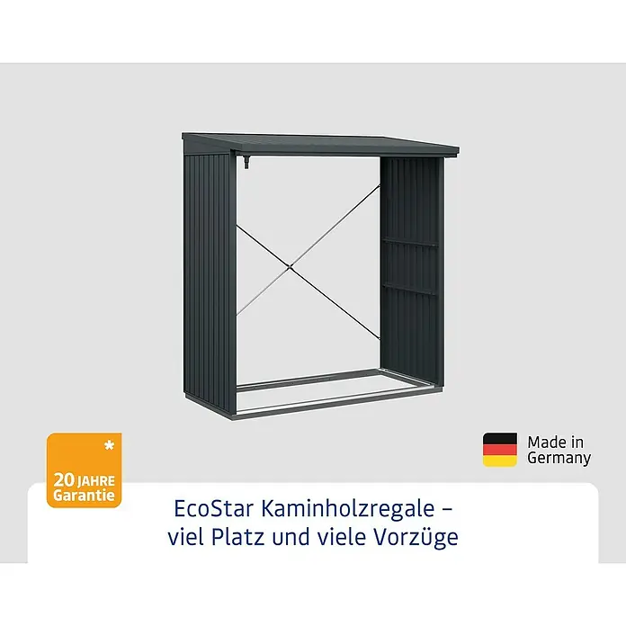 EcoStar Kaminholzregal Trend-V Typ 2 - Metall, Anthrazitgrau - Das EcoStar Kaminholzregal bietet viel Platz und zahlreiche Vorteile für die Lagerung von Brennholz im Freien.