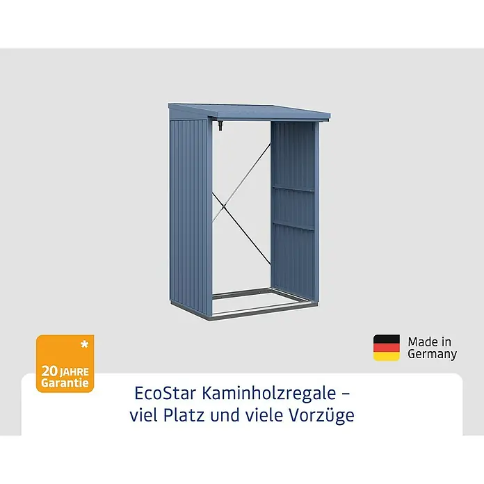 EcoStar Kaminholzregal Trend-V Typ 1 - Metall, Taubenblau - EcoStar Kaminholzregal: Robuste & wetterfeste Lagerung für Kaminholz. Das Regal bietet viel Platz und hält Holz trocken.