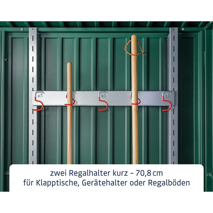 EcoStar Regalsteher - 2 Stk., Passend für: EcoStar Gerätehäuser - Aufnahme von zwei kurzen Regalhaltern (70,8 cm) zur Montage von Klapptischen, Gerätehaltern oder Regalböden.