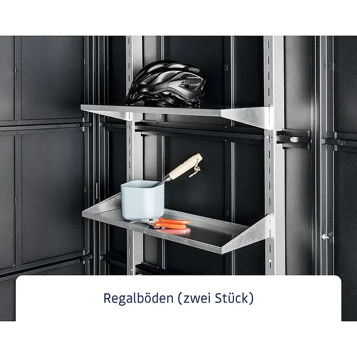 Regalboden - Anzahl Böden: 2 Stk., Passend für: EcoStar Gerätehäuser - Regalböden zur Aufbewahrung von Gartengeräten und Fahrradhelm. Zwei Stück für mehr Stauraum im Garten oder der Garage.