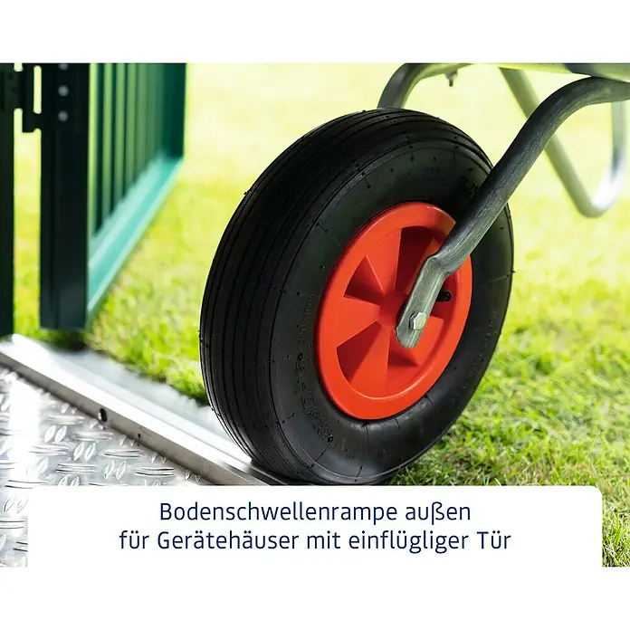 EcoStar Bodenschwellen-Rampe - Passend für: EcoStar Gerätehäuser mit Einzeltür, Außen - Bodenrampe für Gartenhäuser: Praktische Rampe für Gartenhäuser mit einflügeliger Tür für einfachen Zugang mit Schubkarre oder anderen Geräten.