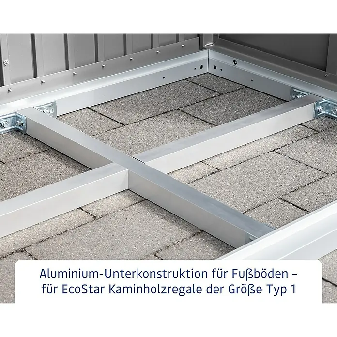 EcoStar Unterkonstruktion - 109,3 x 70,5 cm, Passend für: EcoStar Kaminholzregal - Aluminium-Unterkonstruktion für Fußböden für EcoStar Kaminholzregale Größe Typ 1.