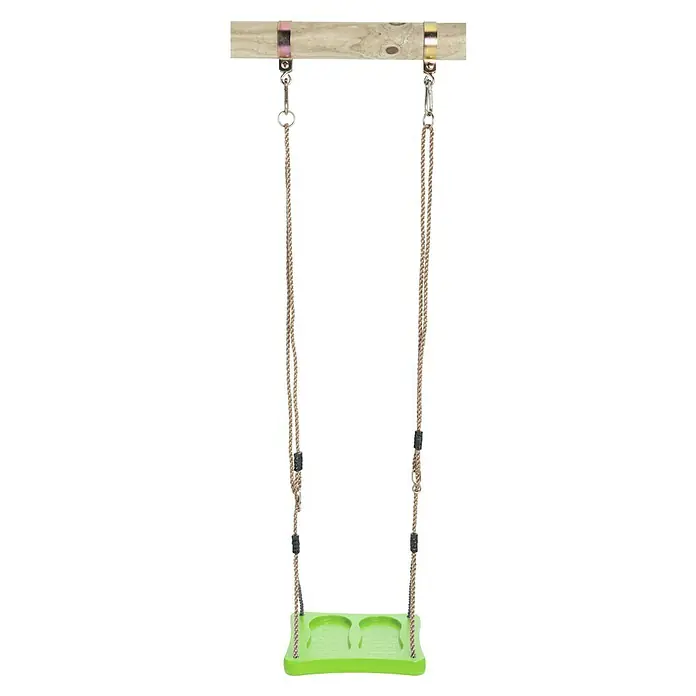 Swing King Fußschaukel - B x L: 35 x 35 cm, Kunststoff, Grün - Schaukel mit einem grünen Sitzbrett, das an Seilen hängt. Ideal für stundenlangen Spielspaß im Freien.