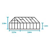 Juliana Gewächshaus Universal 128 (3,84 x 2,57 x 2,4 m, Blankglas, Glasstärke: 3 mm, Silbergrau)