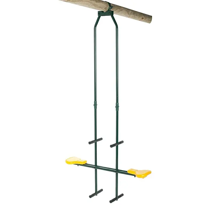 Swing King Doppelschaukel - L x B x H: 23,5 x 99 x 210 cm, Metall, Für die Montage an Rundholz - Hier ist eine Doppeltrapezschaukel mit gelben Sitzen, die ein sicheres und unterhaltsames Schaukelerlebnis bietet.