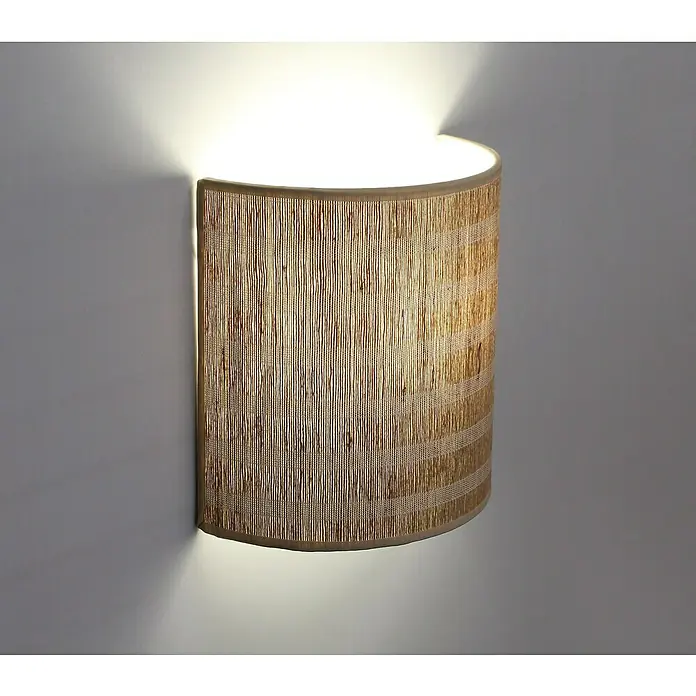 Idp Lampshades Franjas yute Pantalla de lámpara - L x An x Al: 10 x 20 x 20 cm, Natural/Blanco - Lámpara de pared con pantalla natural: Hecha con materiales naturales, esta lámpara emite un brillo cálido y acogedor, perfecta para crear un ambiente acogedor.