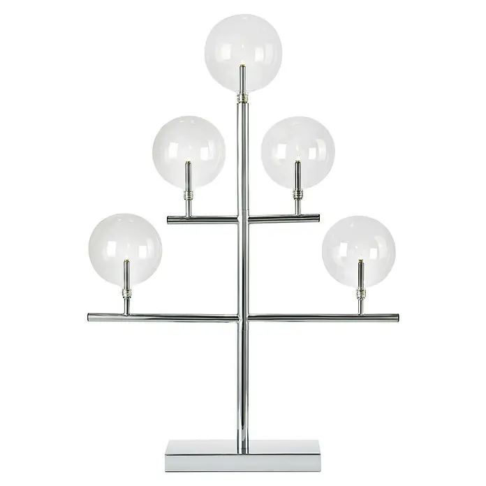 Markslöjd Dekoleuchte - Chrom, L x B x H: 7,8 x 39,5 x 59 cm - Elegante Stehlampe mit fünf weißen Kugelschirmen und einem schlanken, verchromten Gestell, die modernes Design in jeden Raum bringt.