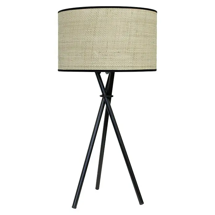 Idp Lampshades Fine negra Lámpara de sobremesa - 40 W, Altura: 59 cm, Crema/Negro, E27 - Elegante lámpara de pie con pantalla beige y una base trípode negra, perfecta para añadir un toque de estilo a cualquier habitación.