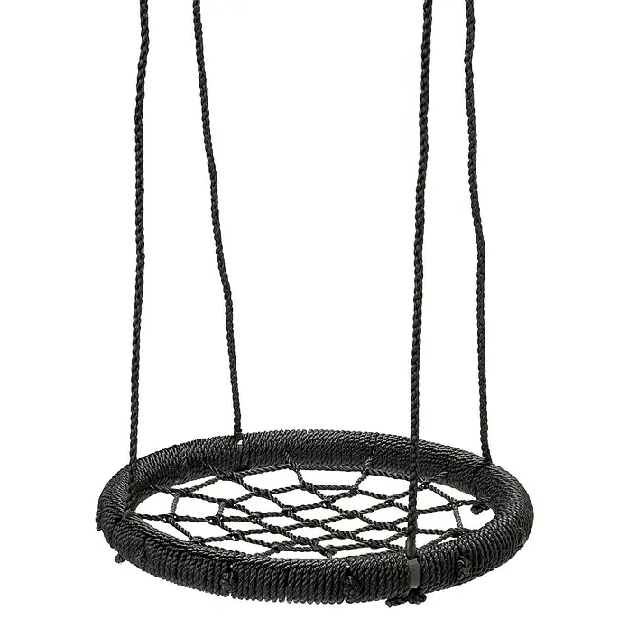 Swing King Nestschaukel - Durchmesser: 60 cm, Schwarz - Schwarze Nestschaukel mit Seilaufhängung für Kinder, ideal für Garten oder Spielzimmer. Robuste Konstruktion für sicheren Schaukelspaß.