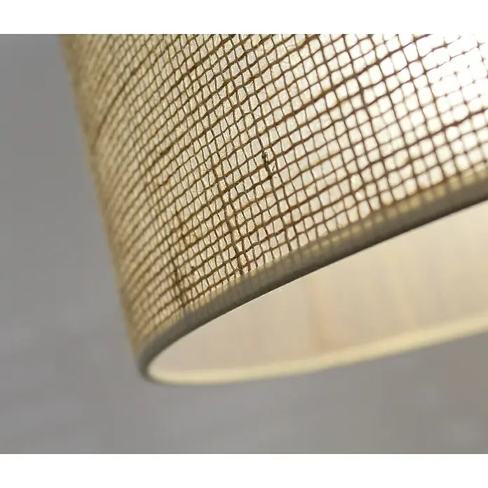 Idp Lampshades Sisa Lámpara colgante redonda - 40 W, Ø x Al: 38 x 20 cm, Crema, E27 - Primer plano de una lámpara con una pantalla de tela beige que proporciona una luz cálida y difusa creando un ambiente acogedor.