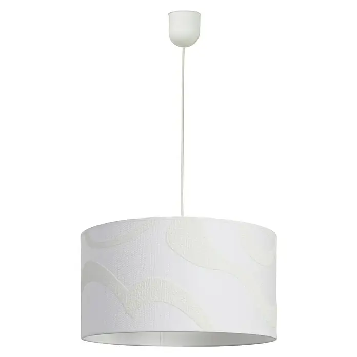 Idp Lampshades Fibra ondas Lámpara colgante redonda - 40 W, Ø x Al: 38 x 20 cm, Blanco, E27 - Elegante lámpara colgante blanca con una pantalla redonda sencilla con una textura sutil y un diseño moderno.