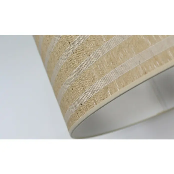 Idp Lampshades Franjas yute Lámpara colgante redonda - 40 W, Ø x Al: 38 x 20 cm, Natural/Blanco, E27 - Primer plano de una pantalla de lámpara con rayas beiges y blancas, prometiendo una solución de iluminación acogedora y elegante.