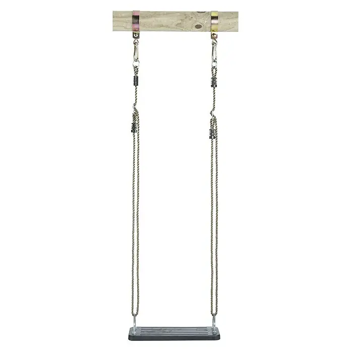 Swing King Schaukel - B x L: 18 x 45 cm, Mit Seilen - Schaukel mit einem Holzbrett und Seilen mit Metallschnallen. Das Schaukelbrett ist grau und hat Rillen für zusätzlichen Halt.