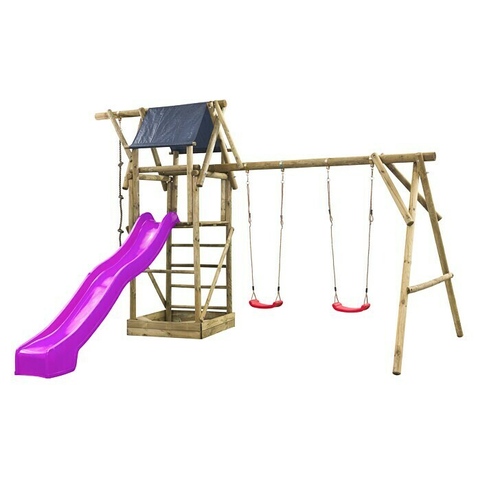 Swing King Kinderspielturm Niels (L x B x H: 500 x 380 x 290 cm, Holz/ Violet) | BAUHAUS