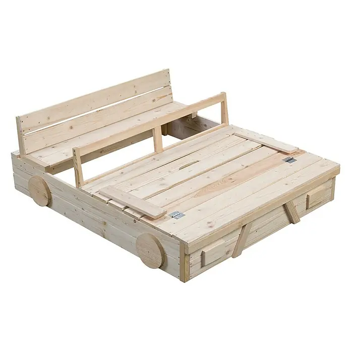 Swing King Sandkasten Auto - 100 x 120 x 20 cm, Holz, Unbehandelt - Sandkasten in Autoform aus unbehandeltem Holz mit Sitzbank. Ideal zum Spielen und Buddeln im Garten oder auf der Terrasse.