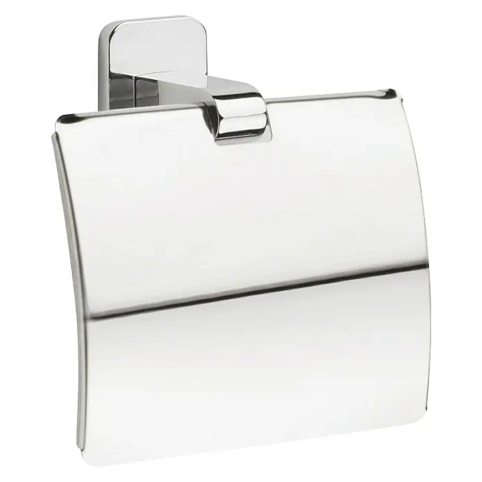 Tatay Slim Portarrollos papel higiénico - Con tapa, Cromo - Portarrollos de papel higiénico cromado brillante. El accesorio de baño es elegante y moderno y proporciona un punto focal en el baño.