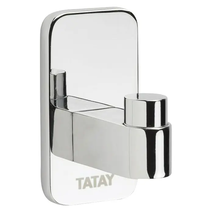 Tatay Slim Colgador - Cromo - Primer plano de un gancho de pared Tatay cromado brillante, que combina funcionalidad y diseño moderno para baño o guardarropa.