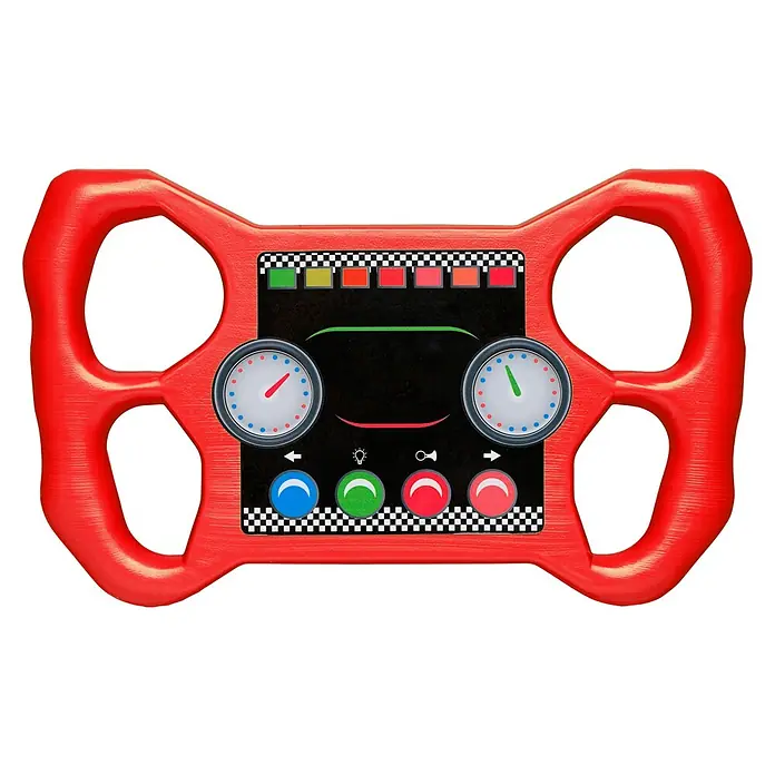 Swing King Kinder-Lenkrad Rennrad - Kunststoff, Rot - Rotes Spielzeuglenkrad mit bunten Knöpfen und Anzeigen für Kinder, die gerne so tun, als würden sie fahren. Perfekt für fantasievolles Spielen.