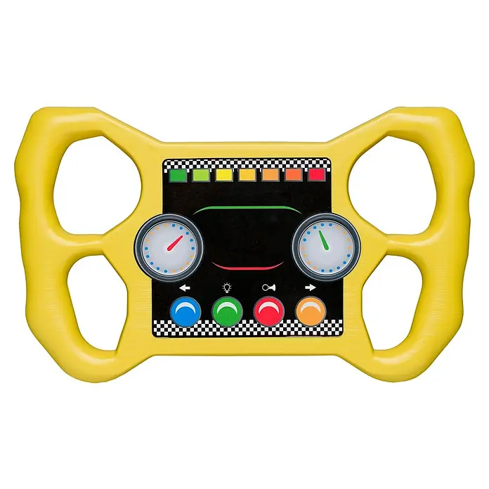 Swing King Kinder-Lenkrad Rennrad - Kunststoff, Gelb - Gelbes Spielzeuglenkrad mit Lichtern, Knöpfen und Messgeräten. Ein tolles Spielzeug für kleine Rennfahrer.