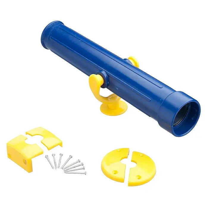 Swing King Teleskop für Spielhaus - Blau/ Gelb - Blaues und gelbes Spielzeugteleskop mit Schrauben und Befestigungen. Perfekt für Rollenspiele und zur Förderung der Fantasie.