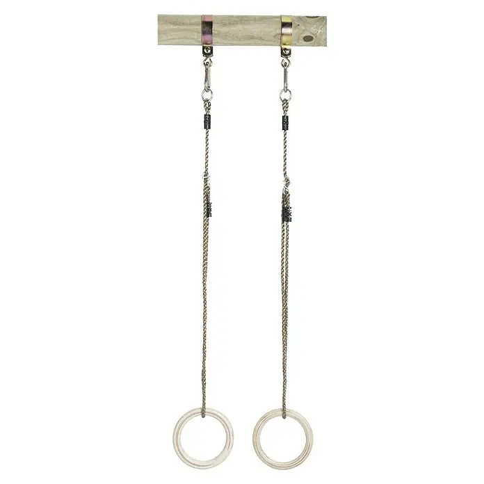 Swing King Turnring-Set - 170 cm - Hölzerne Gymnastikringe mit verstellbaren Riemen zum Aufhängen an einer Stange. Ideal für ein effektives Oberkörpertraining zu Hause.