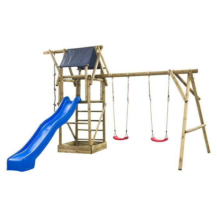 Swing King Kinderspielturm Niels (L x B x H: 500 x 380 x 290 cm, Holz/ Blau) | BAUHAUS