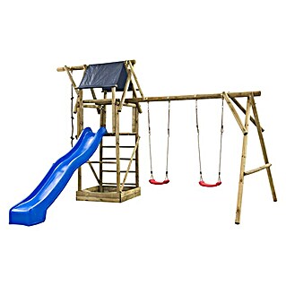 Swing King Kinderspielturm Niels (L x B x H: 500 x 380 x 290 cm, Holz/ Blau)