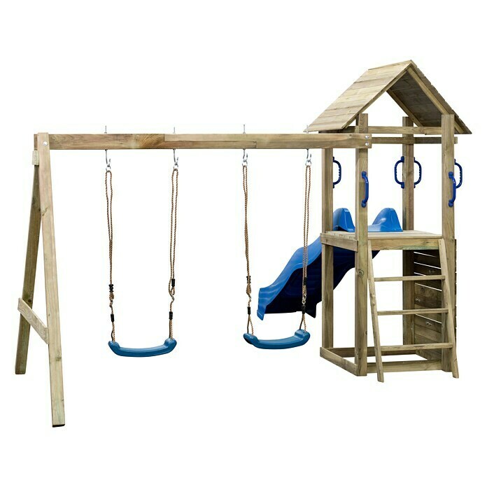 Swing King Kinderspielturm Maria (L x B x H: 295 x 160 x 210 cm, Holz/ Blau) | BAUHAUS