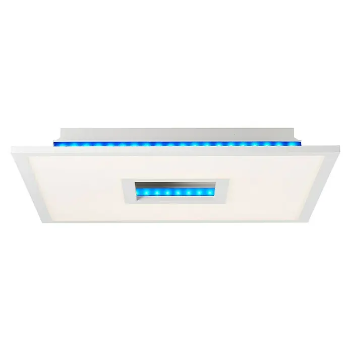 Brilliant LED-Deckenleuchte Ellia - 24 W, L x B x H: 45 x 45 x 5 cm, Weiß, Kaltweiß - Weiße LED-Deckenleuchte mit blauen Akzenten. Elegantes Design für moderne Innenräume, bietet sowohl funktionale als auch stimmungsvolle Beleuchtung.