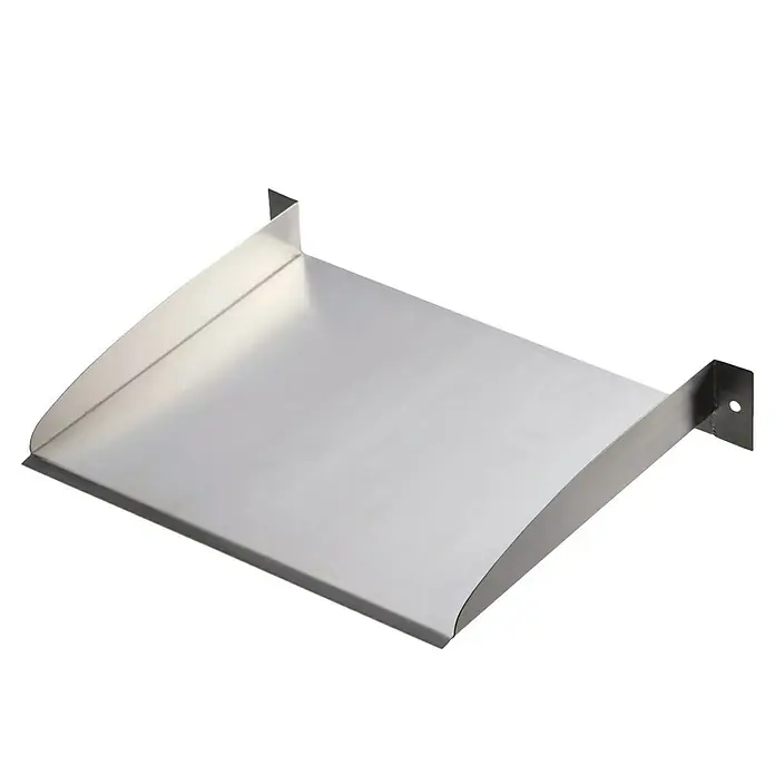 Ubbink Überlauf-Element Brisbane - L x B x H: 25 x 30 x 6 cm - Eine silberne Ablage mit zwei Halterungen an den Seiten, die zur Befestigung an einer Wand oder einem Regal dient.