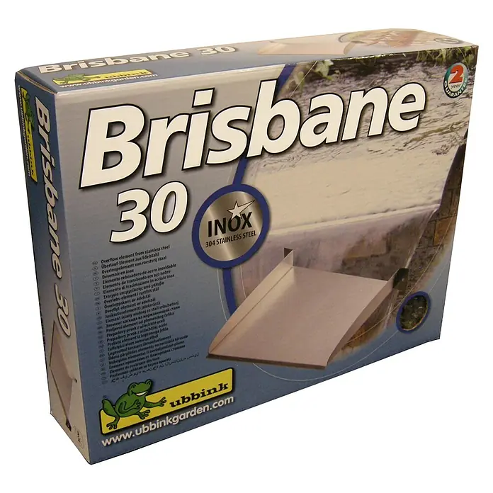 Ubbink Überlauf-Element Brisbane - L x B x H: 25 x 30 x 6 cm - Brisbane 30 Wasserfall-Element aus Edelstahl für den Gartenteich. Eine hochwertige Ergänzung für Ihre Gartengestaltung.