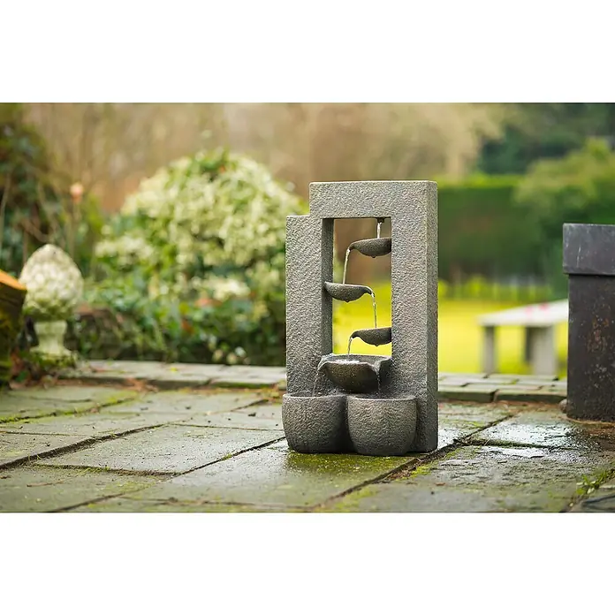 Ubbink AcquaArte Gartenbrunnen Bern - 21,5 x 33,5 x 59,5 cm, Kunststoff, Grau, Beige - Der mehrstufige Zimmerbrunnen aus Stein bringt eine beruhigende Atmosphäre in jeden Raum und sorgt für Entspannung pur.