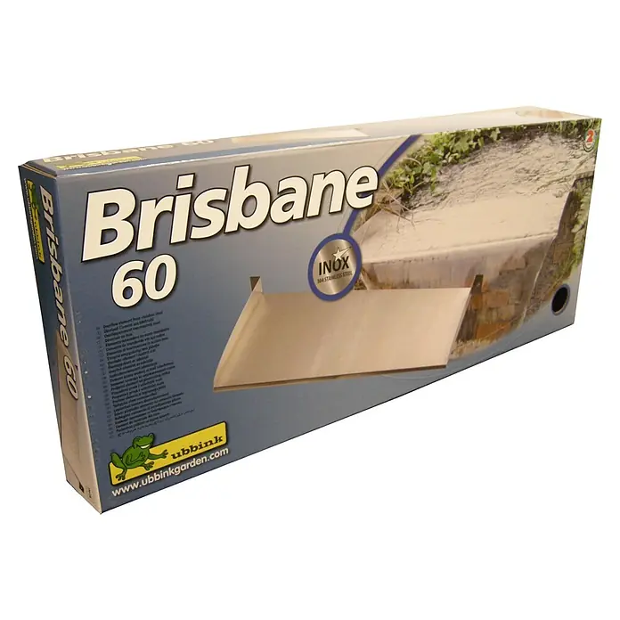 Ubbink Überlauf-Element Brisbane - L x B x H: 25 x 60 x 6 cm - Verpackung für "Brisbane 60" Edelstahl-Wasserspeier mit Wasserfalldesign, ideal für Gartenteiche und Wasserspiele.