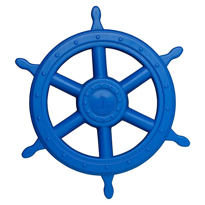 Swing King Kinder-Lenkrad - Durchmesser: 40 cm, Kunststoff, Blau - Blaues Steuerrad aus Kunststoff mit dekorativen Noppen und einem Anker in der Mitte, ideal für Kinder zum Spielen und für nautische Dekorationen.