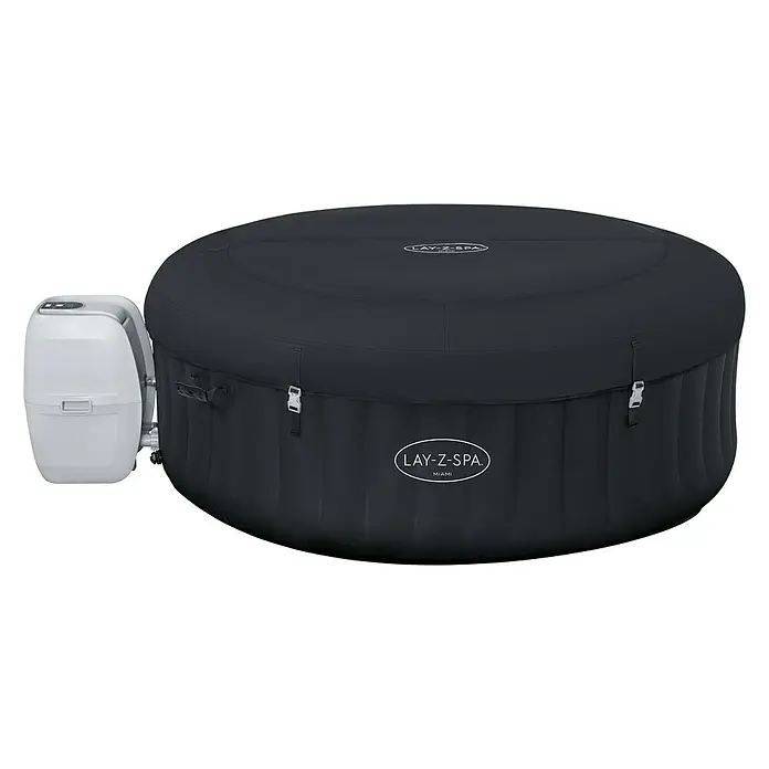 Bestway Lay-Z-Spa Mobil-Whirlpool Miami Air-Jet - Ø x H: 180 x 66 cm, Schwarz, 669 l - Abgebildeter Lay-Z-Spa Miami Whirlpool in elegantem Schwarz, perfekt für Entspannung im eigenen Garten.