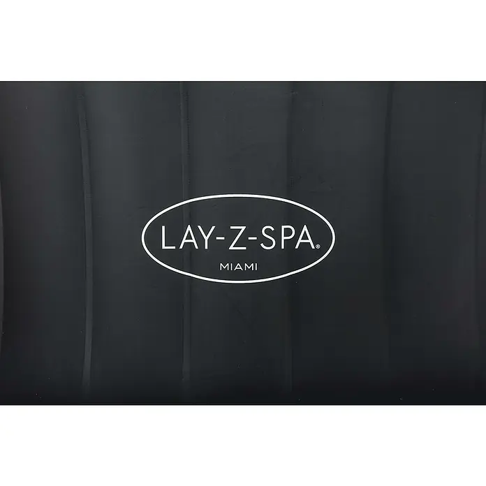 Bestway Lay-Z-Spa Mobil-Whirlpool Miami Air-Jet - Ø x H: 180 x 66 cm, Schwarz, 669 l - Nahaufnahme eines Lay-Z-Spa Miami Whirlpools, der Entspannung und Luxus für Ihr Zuhause verspricht. Genießen Sie das wohltuende Sprudelerlebnis.