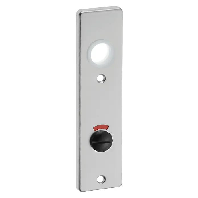Portaferm Kurzschild WC - Distanznorm: 78 mm, Silber - Eine Badezimmertürverriegelung aus Metall mit Anzeige für "belegt" oder "frei" mit einem eleganten, modernen Design.