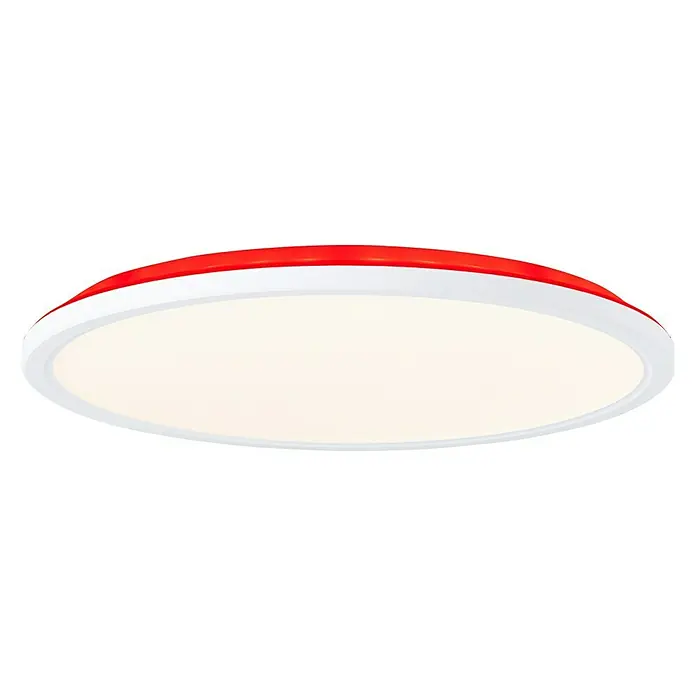 Brilliant LED-Deckenleuchte rund Tanida - 20 W, Ø x H: 29,5 x 2,5 cm, Weiß, Kaltweiß - Moderne Deckenleuchte mit rotem Rand und weißem Diffusor für eine helle und gleichmäßige Ausleuchtung.
