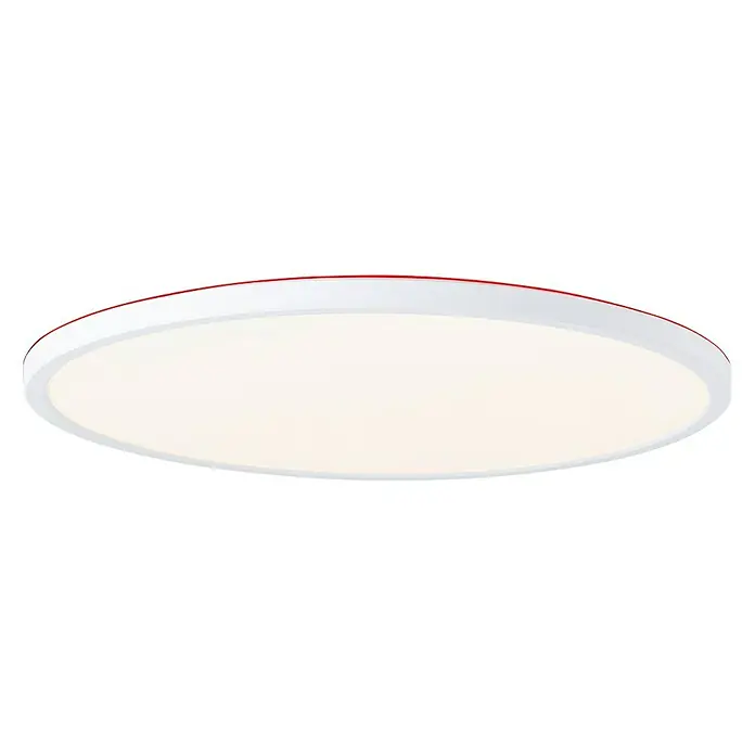 Brilliant LED-Deckenleuchte rund Tanida rund - 22 W, Ø x H: 42 x 2,6 cm, Weiß, Kaltweiß - Deckenleuchte in runder Form mit weißem Schirm und rotem Rand.