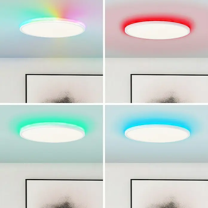 Brilliant LED-Deckenleuchte rund Tanida rund - 22 W, Ø x H: 42 x 2,6 cm, Weiß, Kaltweiß - RGB-Deckenleuchte mit verschiedenen Farboptionen für stimmungsvolle Beleuchtung.\n