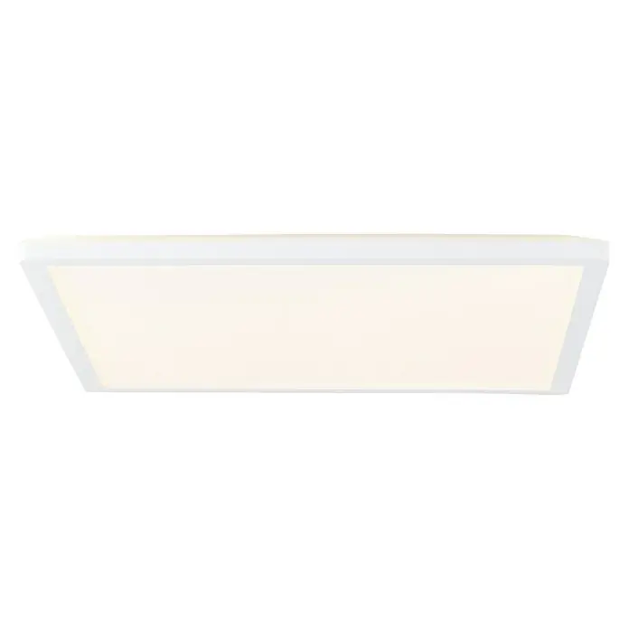Brilliant LED-Deckenleuchte Tanida - 24 W, L x B x H: 42 x 42 x 2,6 cm, Weiß, Mehrfarbig - Eine rechteckige LED-Deckenleuchte mit einem schlichten, weißen Rahmen und einem hellen, gleichmäßigen Licht. Perfekt für moderne Innenräume.