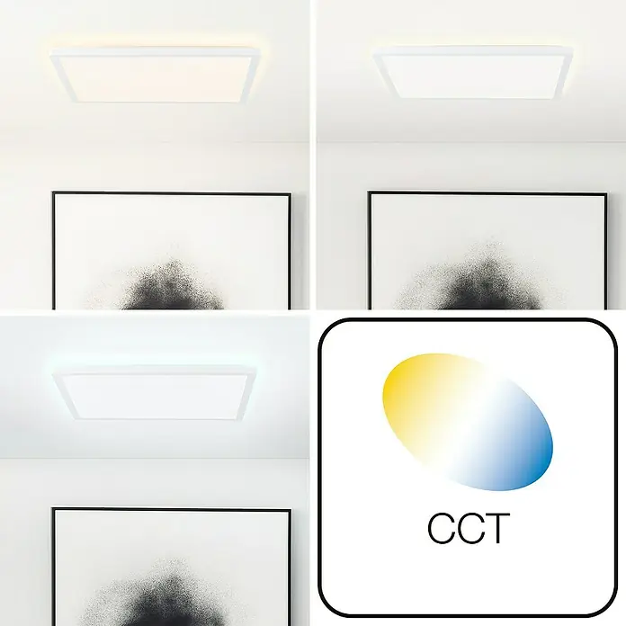 Brilliant LED-Deckenleuchte Tanida - 24 W, L x B x H: 42 x 42 x 2,6 cm, Weiß, Mehrfarbig - Farbtemperatur einstellbare LED-Deckenleuchte, die warmes, neutrales und kühles Licht bietet für individuelle Beleuchtung.