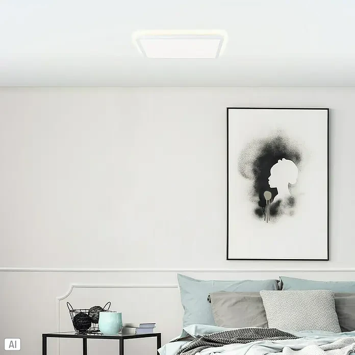 Brilliant LED-Deckenleuchte Tanida - 24 W, L x B x H: 42 x 42 x 2,6 cm, Weiß, Mehrfarbig - Ein quadratische LED-Deckenleuchte, die ein angenehmes, diffuses Licht spendet und eine moderne Atmosphäre im Raum schafft.