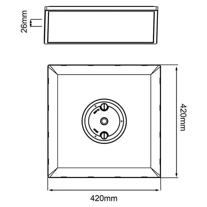 Brilliant LED-Deckenleuchte Tanida eckig - 22 W, L x B x H: 42 x 42 x 2,6 cm, Weiß, Kaltweiß - Quadratische Leuchte mit den Maßen 420x420mm und einer Höhe von 26mm.