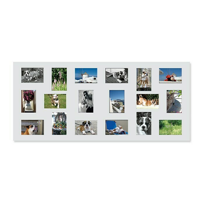 Cornice multifoto (109 x 47,5 cm, bianca, 18 foto)