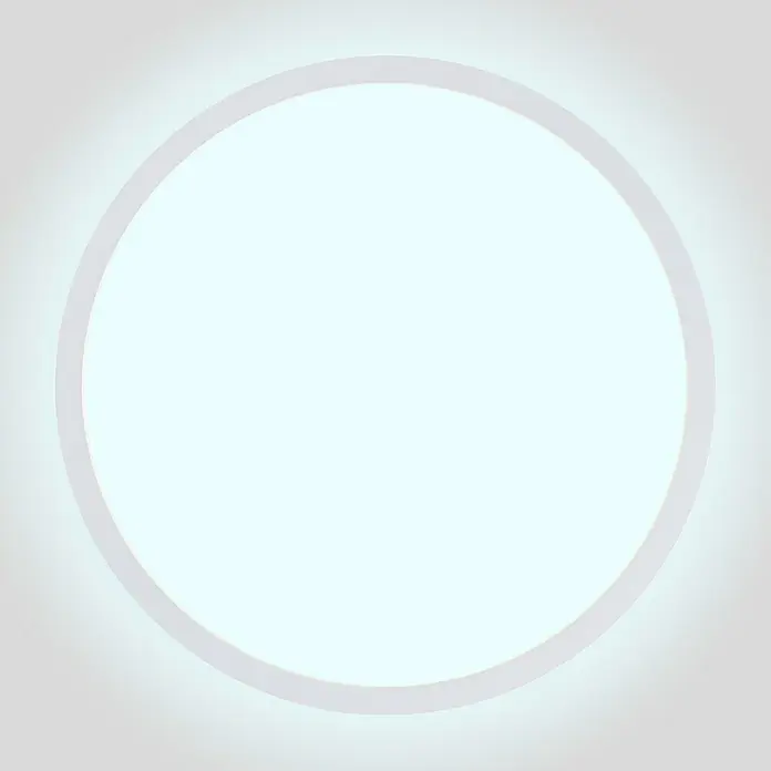 Brilliant LED-Deckenleuchte rund Tanida - 24 W, Ø x H: 42 x 2,5 cm, Weiß, Neutralweiß - Eine Nahaufnahme einer runden LED-Deckenleuchte mit einem schlichten weißen Rahmen und einem hellen, diffusen Licht. Sie ist ideal für moderne Wohnräume.