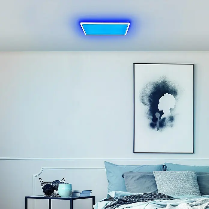 Brilliant LED-Deckenleuchte Tanida - 23 W, L x B x H: 42 x 42 x 2,6 cm, Weiß, RGBW, Eckig - Deckenleuchte mit blauem Licht.
