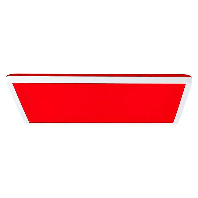 Brilliant LED-Deckenleuchte Tanida - 23 W, L x B x H: 42 x 42 x 2,6 cm, Weiß, RGBW, Eckig - Roter Behälter mit weißer Umrandung auf schwarzem Hintergrund, ideal für Präsentationen oder grafische Elemente.